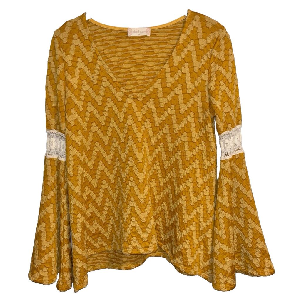 Altar'd State Women's Bell Sleeve Size XS Mustard Yellow Boho Y2k Cottagecore